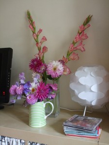 Almondsbury Allotment gladioli, sweet pea and dahlias